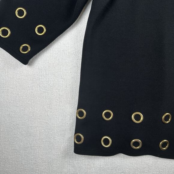 Chicos Black 3/4 Sleeve Sweater with Rivet Trim Size 2 Petite - Picture 2 of 9